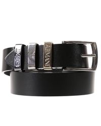 Armani Jeans | Black Leather Classic Belt | Lyst