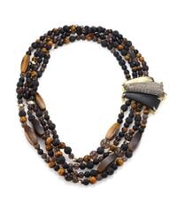 Alexis Bittar | Metallic Lakana Lucite, Tiger'S Eye, Black Onyx, Smokey Quartz & Lava Rock Four-Strand Necklace | Lyst