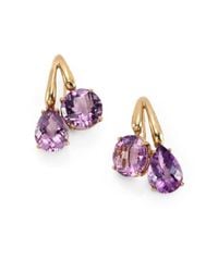 Roberto Coin | Purple Amethyst 18k Yellow Gold Dual Drop Earrings | Lyst