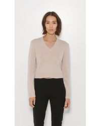Organic By John Patrick | Natural Crop V-neck Sweater | Lyst