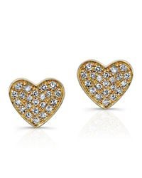 Anne Sisteron - Metallic 14kt Yellow Gold Diamond Heart Stud Earrings - Lyst