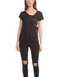 Erin Kleinberg | Velvet Pocket Black Tee | Lyst