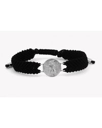 Tateossian | Black Silver St Christopher Medallion Macramé Bracelet for Men | Lyst