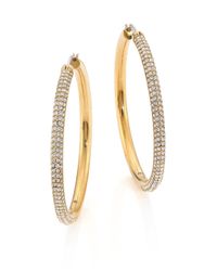 Michael Kors | Metallic Park Avenue Glam Pave Goldtone Hoop Earrings/1.5 | Lyst