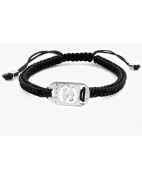 Tateossian - Metallic Zodiac Silver Cancer Black Macramé Bracelet for Men - Lyst
