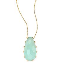KALAN by Suzanne Kalan | Blue Chalcedony, Diamond & 14k Yellow Gold Pear Pendant Necklace | Lyst