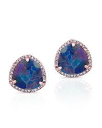 Anne Sisteron - Purple 14kt Rose Gold Opal Diamond Heavenly Stud Earrings - Lyst