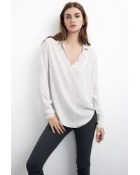 Velvet By Graham & Spencer - White Delores Collared Challis Popover - Lyst