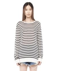 Alexander Wang | Gray Stripe Linen Long Sleeve Tee | Lyst