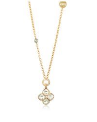 Rebecca - Metallic Candy - 18 Kt Yellow Gold Over Bronze Necklace W/ Flower Charm - Lyst