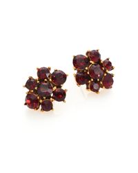 Oscar de la Renta | Metallic Crystal Flower Button Earrings | Lyst
