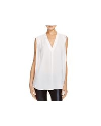 VINCE | White Shirred Shoulder Top | Lyst