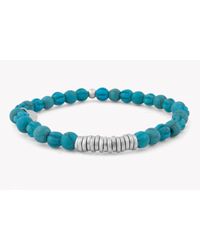 Tateossian - Blue Disc Round Turquoise Beaded Bracelet With Silver Spacer Discs for Men - Lyst