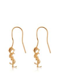 Saint Laurent | Metallic Monogram Gold Plated Silver Earrings | Lyst