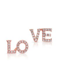 Anne Sisteron - Pink 14kt Rose Gold Diamond Love Stud Earrings - Lyst