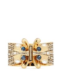 St. John | Metallic Crystal Faux Pearl Hinge Cuff | Lyst