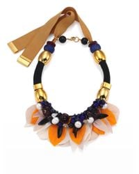 Lizzie Fortunato | Metallic Floral Frida Pearl & Rope Statement Bib Necklace | Lyst