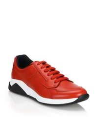 Prada | Red Star Leather Sneakers for Men | Lyst