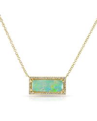 Anne Sisteron - 14kt Yellow Gold Green Opal Diamond Block Necklace - Lyst