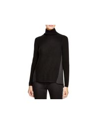 Elie Tahari | Black Elliana Mixed Media Turtleneck Sweater | Lyst