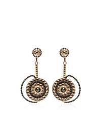 Carole Tanenbaum | Metallic S Unsigned Black and Gold Flat Backed Stones Shoulder Duster Earrings | Lyst