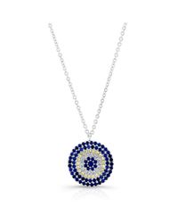 Anne Sisteron - Blue 14kt White Gold Diamond And Sapphire Disc Necklace - Lyst