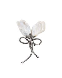 Gioia | White Freshwater Pearl And Diamond Pin | Lyst