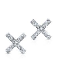 Anne Sisteron - 14kt White Gold Diamond X Stud Earrings - Lyst