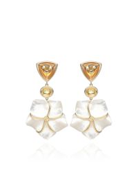 Nina Runsdorf | Orange 18k Mother Of Pearl Yellow Sapphire and Mexican Fire Opal Earrings | Lyst