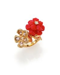 Alexander McQueen | Red Mixed Flower Ring | Lyst