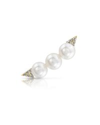 Anne Sisteron - 14kt Yellow Gold Pearl And Diamond Ear Cuff - Lyst
