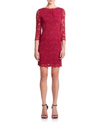 ABS By Allen Schwartz | Red Scalloped-hem Lace Dress | Lyst