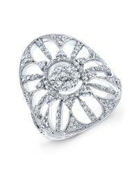 Anne Sisteron - 18kt White Gold Diamond Shield Ring - Lyst