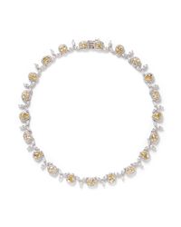 CZ by Kenneth Jay Lane | White Cubic Zirconia Floral Teardrop Necklace | Lyst