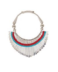 Pixie Market - Metallic Silver And Turquoise Necklace - Lyst