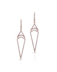Anne Sisteron - Pink 14kt Rose Gold Diamond Triangle Earrings - Lyst