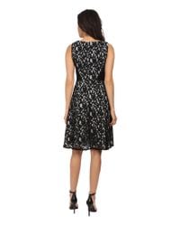 Calvin klein Lace Fit & Flare Dress in Black | Lyst