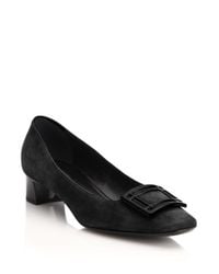 Giorgio Armani | Black Suede Square Buckle Pumps | Lyst