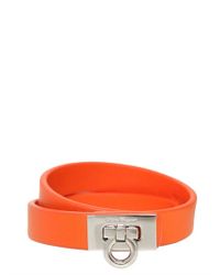 Ferragamo | Orange Double Wrap Leather Gancino Bracelet | Lyst