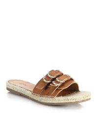 Rag & Bone | Brown Jules Leather Espadrille Slide Sandals | Lyst
