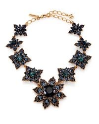 Oscar de la Renta | Blue Jeweled Floral Necklace | Lyst