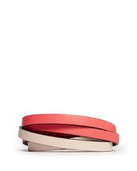 Alexander McQueen | Pink Triple Strap Skull Leather Bracelet | Lyst