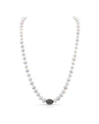Anne Sisteron - White Pearl Necklace With Diamond Bead - Lyst