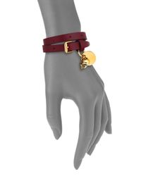 Alexander McQueen | Purple Leather Skull Wrap Bracelet | Lyst