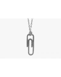 Tateossian | Metallic Paper Clip Micro Pavé Micro Pavé Necklace In 18K White Gold With 79 0.25Ct White Diamonds for Men | Lyst