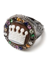 Amedeo | Multicolor Diamond And Sapphire Crown Ring | Lyst