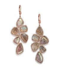 Meira T | Metallic Labradorite, Diamond & 14k Rose Gold Drop Earrings | Lyst