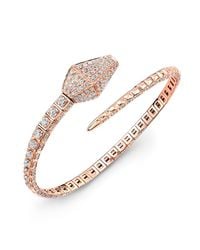 Anne Sisteron - Pink 18kt Rose Gold Diamond Snake Cuff - Lyst