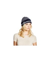 Tory Burch | Blue Reversible Striped Beanie | Lyst