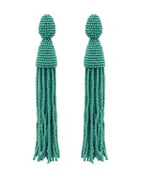Oscar de la Renta | Green Jade Classic Long Tassel Earrings | Lyst